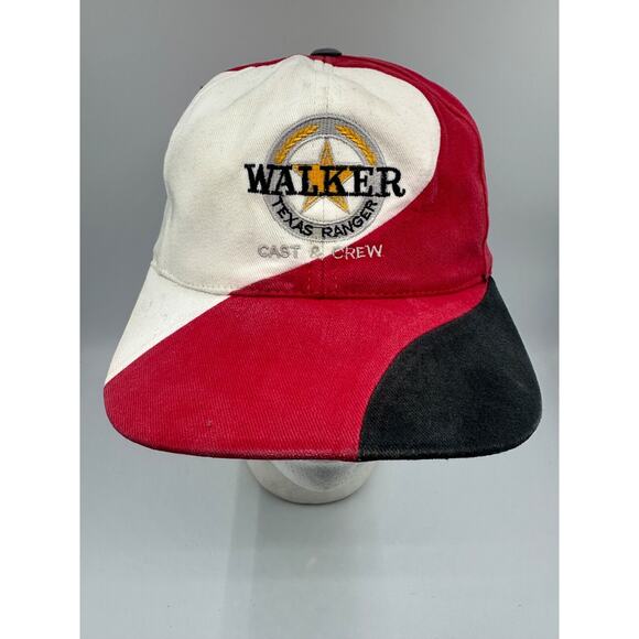 Walker Texas Ranger Cast & Crew Snap Back 90s Black White Red Swirl Adjustable - Picture 2 of 8
